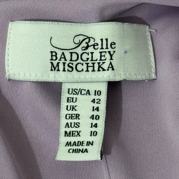 Belle Badgley Mischka Flutter Sleeve Twist Front V Neck Sheath Dress Size 10 - Picture 12 of 14